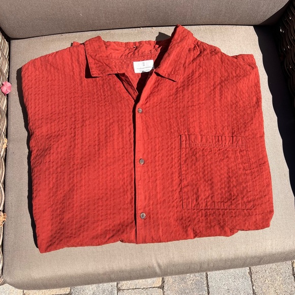Mutual Weave Men’s Short Sleeve 4XLT Textured Shirt Burnt Orange Button Up - Picture 1 of 11